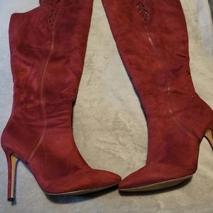 Wine over the knee boots